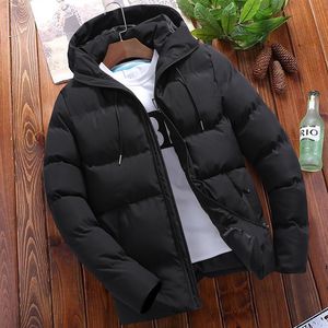 Grosso quente homens jaqueta Casual Inverno Slim Fit Harajuku Mens Com Capuz Parka Casacos Male Zipper Windbreaker Outwear Windproof