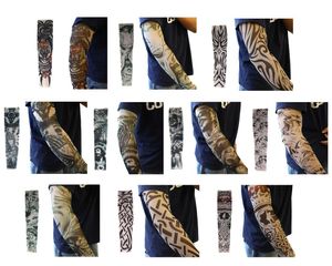 6 pcs homens mulheres sunscreen mão tatuagem falsa tampa tatuagem mangas uv fresco mangas algemas esporte meias elásticas braço