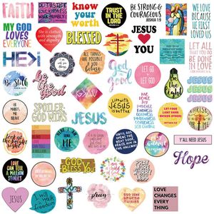 50 sztuk Pack Jesus Christian Motywacyjny Slogan Miłość Vinyl Naklejka Wodoodporna Naklejki Do Butelki Laptop Planowanie Samochodów Scrapbooking Telefon Mac Szafa Naklejka Ściana