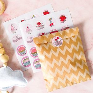 Gift Wrap 160pcs 3cm Cute Pink Cake Sticker Children Birthday Party Decoration Label DIY Packaging Baking Candy Bag Sealing