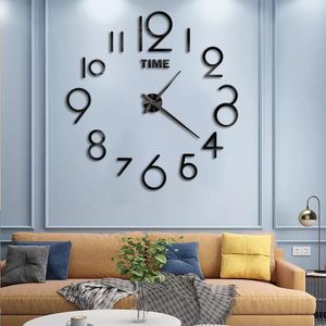 Relógios de parede 2021 3d Big Size Clock Mirror Stick Diy Brief Living Room Decor Meeting Fashion Cloc