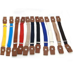 Belts Child Kids Buckle-Free Elastic Belt No Buckle Stretch Soild Color Canvas For Boys Girls Unisex Adjustable Children