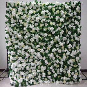 Gehobene künstliche 3D-Rosenblumenwand aus aufgerollten Stoffblumen-Arrangementplatten für die Hochzeitshintergrunddekoration