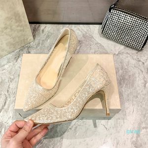 Sandały na wysokim obcasie damskie Rhinestone Seksowne buty ślubne Buty 10 cm Designer Luksusowe płaskie dno