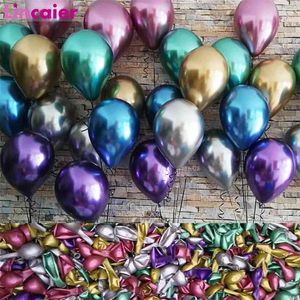 100pcs 12inch 2,8g Metallic Tjock Pearl Chrome Latex Ballonger Grattis på födelsedagen Party Decorations Kids Bröllop Helium Air Ballon 210719