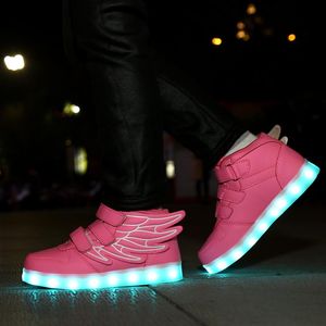Sneakers Buty dziecięce Świecące Koszulki LED Kosz Dzieci Zapalaj Niemowlę Luminous Boy Girl