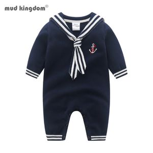 Mudkingdom Boutique Jungen Pullover Rompers Frühling Herbst Langarm Segler Sytle Säugling Crawl Jumpsuit Baby Kleidung 210309