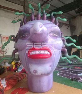 3m High Inflatable Witch Head With Snake For Halloween Events Haunted House Club Park Parade Decoration Horrible Medusa Monster