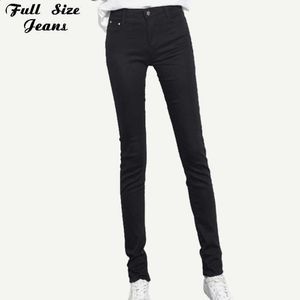 Jeans Extra Lång Svart Stretch Skinny För Lång Tjej 4XL 5XL 6XL Plus Size Förlängd Lång Denim Casual Pencil Byxor Högre Dam H0908