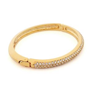 High Quality Gold Full Rhinestone Circle Cuff Bracelet Bangles Crystal Fashion Jewelry Charms Luxury Women Bridal Accessories Q0717