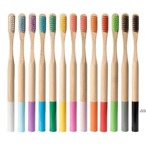 Yenivonmently Ahşap Gökkuşağı Diş Fırçaları Bambu Diş Fırçası Fiber Ahşap Saplı Diş Fırçası Beyazlatma EWB5953