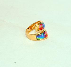 ingrosso Anelli Nuziali Curvi-Color Love Series Anelli K placcato oro smalto doppio anello ricurvo anello di alta qualità per le donne anelli a fascia per regali gioielli da sposa