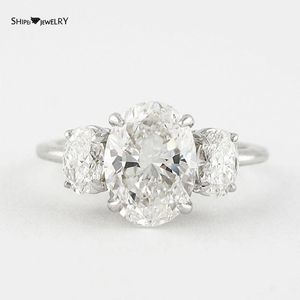 Klaster pierścienie Shipei Classic 100% 925 Sterling Silver Oval Cut Utworzone Diamenty Moissanite Kamień Rocznica Party Women Fine Jewelry