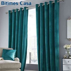 High Shading Luxury Velvet Blackout Windows Curtain Drape Panel For Living Room Bedroom Interior Home Decoration Solid Color 210913