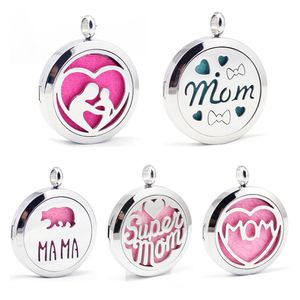 Mom Aromatherapy Necklace Hollow Heart Aromatherapy Perfume Necklace Diffuser Pendant without Necklace Chian Mother's Day Gifts