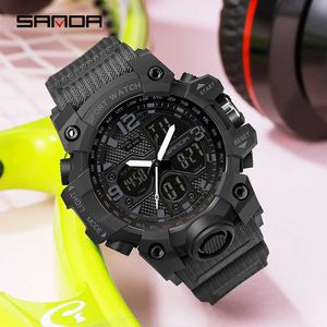 Sanda двойной дисплей мужские часы спортивные водонепроницаемые светящиеся автоматические дата кварцевые часы G стиль мужские часы Relgio Masculino G1022