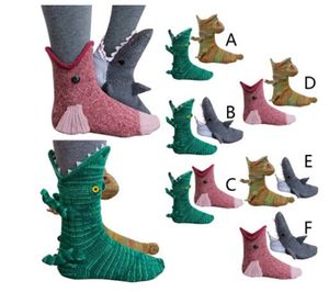Men's Funny Novelty Socks Women Sock Winter Keep Warm Knitted Cuff knit Crocodile Slippers Socks Animal Pattern Christmas Gifts One Size Cute Carton Underwear on Sale