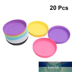 20 pcs suculento plantar pote pires redondo bandeja de plástico placa de água para varanda de jardim (cor aleatória)