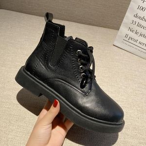 Boots Spring Winter Handmade Solid Black Leather Women Ankle Warm Thick Heels Motorcycle Female Footwear