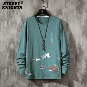 Vår Höst Män Kinesiska Elements Skriv ut Casual Tröjor Tröja Män Harajuku Estetisk Streetwear Hip Hop Sweatshirt 210715