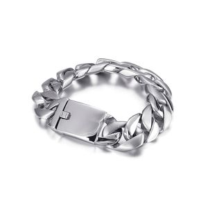 95g Weight Hip-hop Jewelry Mens Gifts Stainless Steel Curb Link Chain Casting Cuban Chain bangle bracelet 17mm 8.66 inches