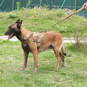 Wojskowy Tactical Dog Huness Patrol K9 Robocze Kołnierz Pet Mała Duża Służba Pies Service Dog Kamizelka z uchwytem Produkty Pet 210729