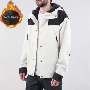 Män Jackor Mens Tech Fleece Coat Höst Vinter Varm Jacka Plus Velvet Ytterkläder Tre i One Style Windproof Coats Sport Mountain Clothes