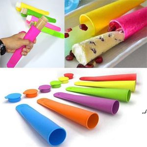 NEW6-color Silicone Ice Cream Cover Tools Long Creams Mold with Lid EWB7280