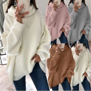 Sweaters 2021 European and American turtleneck knitted top sweater solid color long-sleeved women's clothing