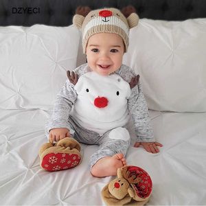Julkostym för Baby Boy Girl Set Cloth Santa Nyfödd hjort T-shirt + Byxor 2PC SUIT BEBE Spädbarn Outfit TrackSuit Min första G1023