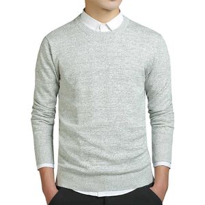 회색 망 스웨터 캐주얼 솔리드 오 넥 풀오버 스웨터 남성용 옷 가을 끌어 당겨 큰 얇은 스웨터 니트 코트 210601