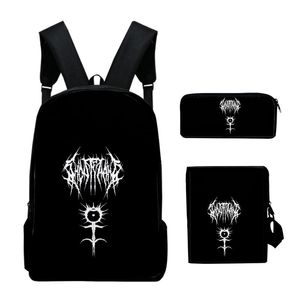 배낭 Ghostemane Merch 코스프레 세트 3 조각 소년 소녀 학교 가방 Crossbody 연필 케이스 키즈 노트북 데이 팟