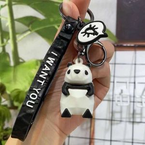 Creative Cartoon Geometric Faceted Panda Keychain Couple Car Key Chain Keyring for Backpack Trinket Hanging Jewerly Gift G1019