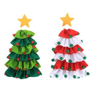 クリスマスの装飾の木のスタイルのスティッキーボール5つの尖った星赤ワインのボトルカバーの休日テーブルの装飾