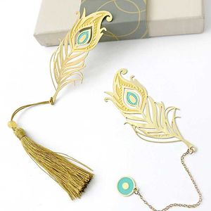 Bookmark 1pc Creative Peacock Feather Cute Tassel Metal Art Exquisite Book Mark Page Folder Office School Supplies Stationery