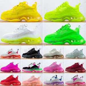 Balenciaga Triple S Moda uomo Donne Casual Dad Shoes Neon Green Triple-S 17FW Sneakers Tripler Nero Pink Crystal Clear Sole Bottom Paris Platform Shoes Shoes