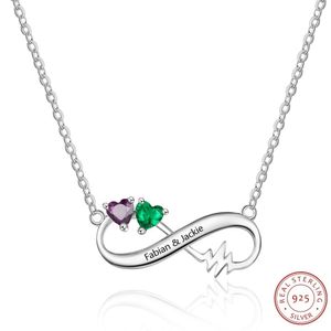 Wholesale sterling infinity necklace for sale - Group buy 925 Sterling Silver Personalized Infinity Necklace with Heart Birthstones Custom Name Necklaces Silver Jewelry for Women Q0531