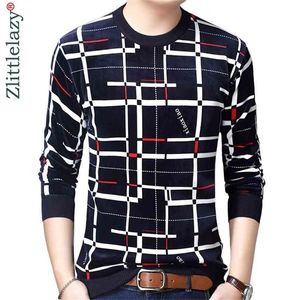 Designer Pullover Plaid Men Sweater Mens Thick Winter Warm Jersey Knitted Sweaters Mens Wear Slim Fit Knitwear 53012 210909