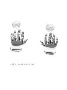 S925 HAND EARRINGS Sterling Silver Palm Earrings Hip-Hop Trend Style Men And Women With The Same Paragraph Ins