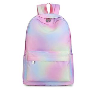 Fashion Youth Backpacks Teenage Girls School Bags Casual Large Capacity Rainbow Color Travel Bookags Nylon Waterproof Rucksack X0529