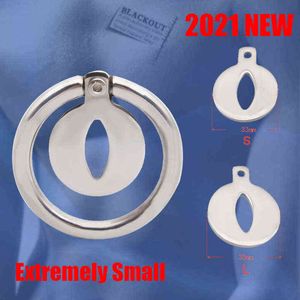 NXY Cockrings Blackout Extreme Small Metal Male Trumpet Cock Cage Anti-Off Penis Ring Chastity Device Förstorat uretralhål V4 Vuxen Sexleksaker 1124