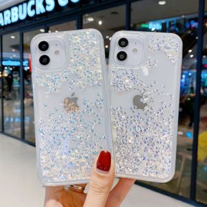 Para iPhone 12 Caso Luxo Glitter Líquido Líquido QuickSand Capas de Telefone Celular Sparkle Brilhante Bling Diamante Bonito Capa protetora Compatível com Samsung S21 Ultra