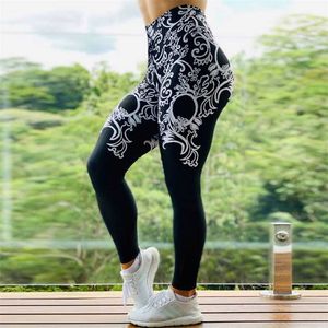 S-3XL Chegada Mulheres Imprimir Leggings Treino para Running High Waist Esporte Legging Mujer Stretch Calças de Fitness Sportswear 211215