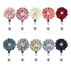 Badge Reel Retractable Pass ID Kort ABS Blomma Nyckel Kedje Reels Anti-Lost Clip Office School Supplies