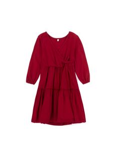 Toddler Girls Solid Surplice Front Babydoll Dress SHE