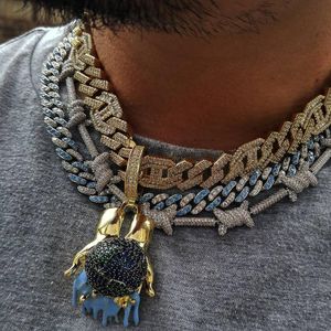 9mm cz cuban chain white pink blue colorful cubic zirconia thin cuban link chains hip hop bling men boy necklace jewelry
