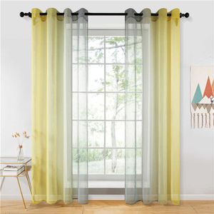 Gray Yellow Tulle Kurtyna do salonu Sypialnia Kuchnia Nowoczesny Gradient Multi Color Sheer Curtain Elegancka Dekoracja Home 210712