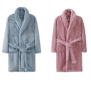 Höst Vinter Kids Sleepwear Robe Boys Flannel Varm Badrock Tjejer 4-18 år Tonåringar Barn Pyjamas Baby Teen Jacket Coat 211130