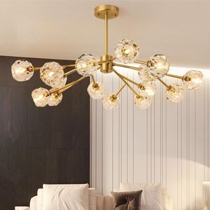 Lampadari Lampadario moderno LED oro per soggiorno Loft Sala da pranzo Lampada molecolare di cristallo di lusso Camera da letto Sputnik