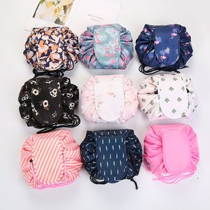 Lazy cosmetic bag travel drawstring storage bags big capacity travels pouch women sundries makeupbag Flamingo korea fashion WLL995